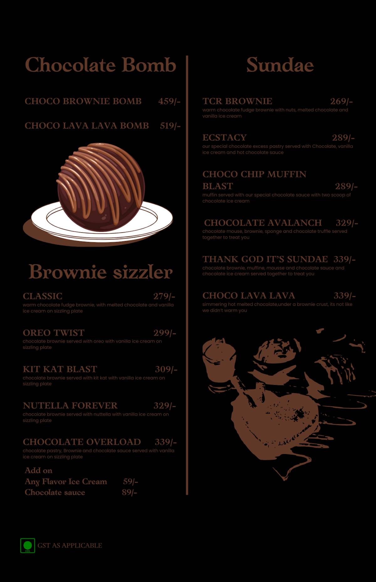 The Chocolate Room menu