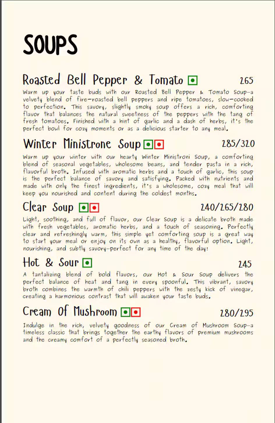 The Courtyard Diner menu