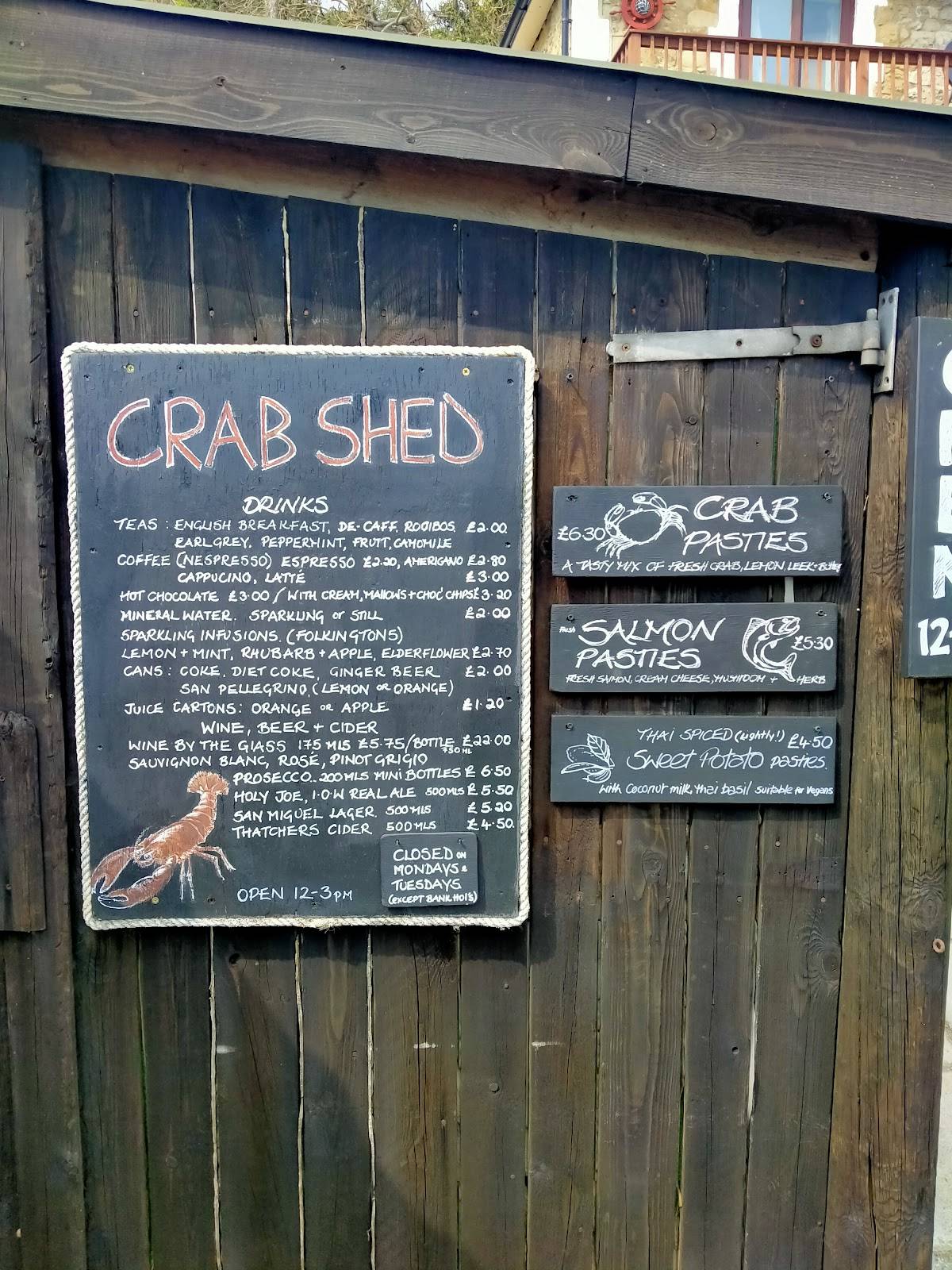 Menu at The Crab Shed cafe, Ventnor