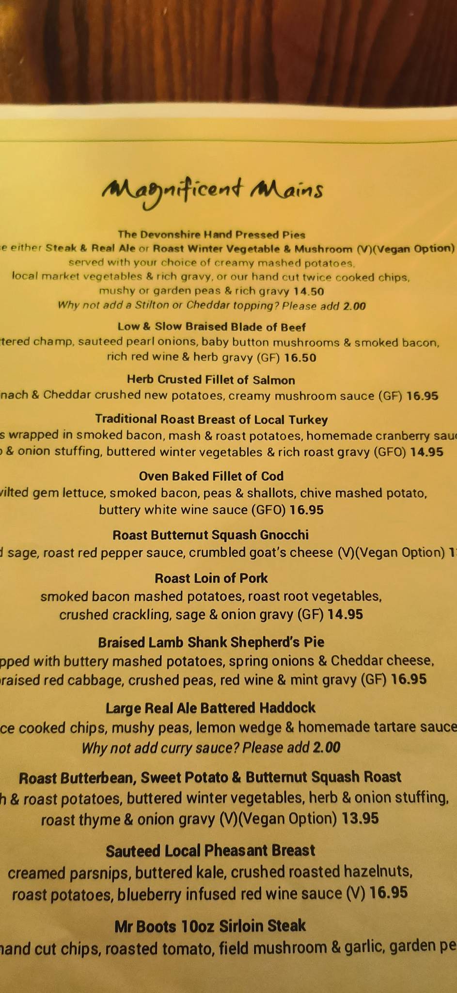 Menu at The Devonshire pub & bar, Nether Langwith, Rectory Rd