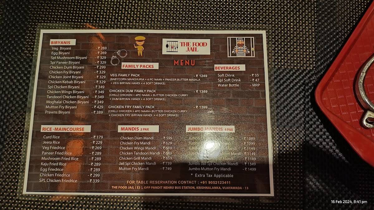 The Food Jail menu