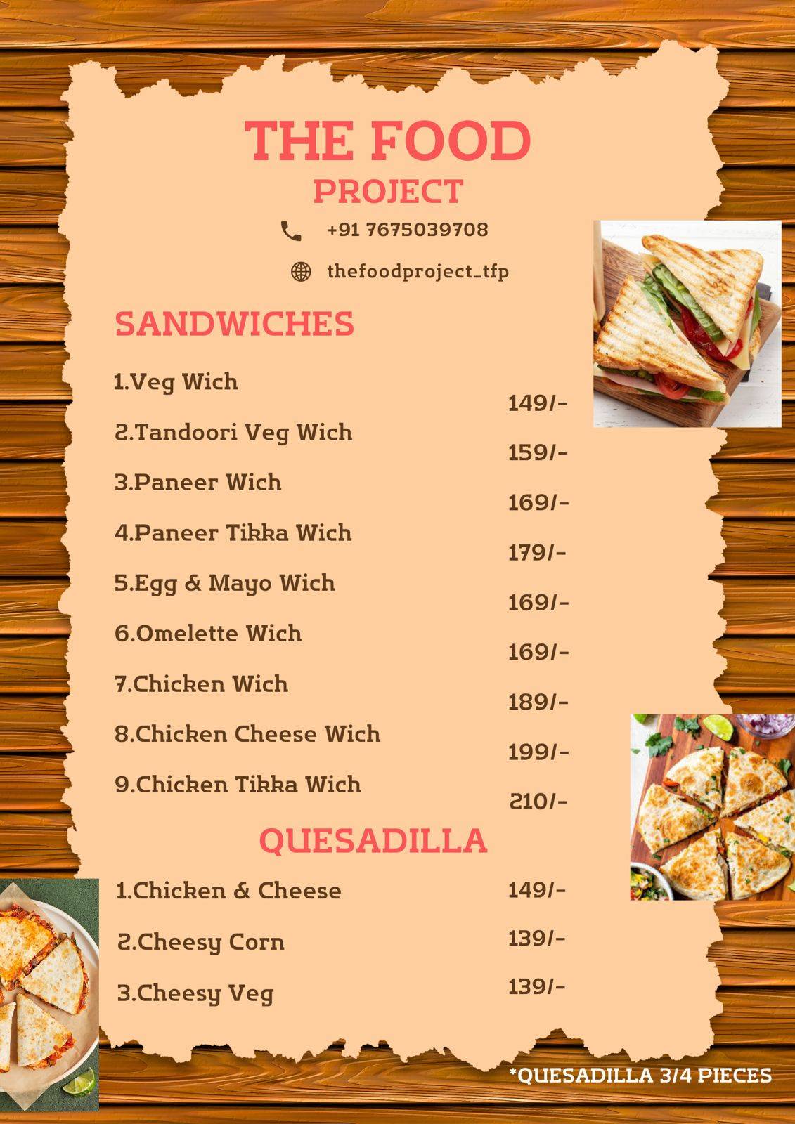 The Food Project menu
