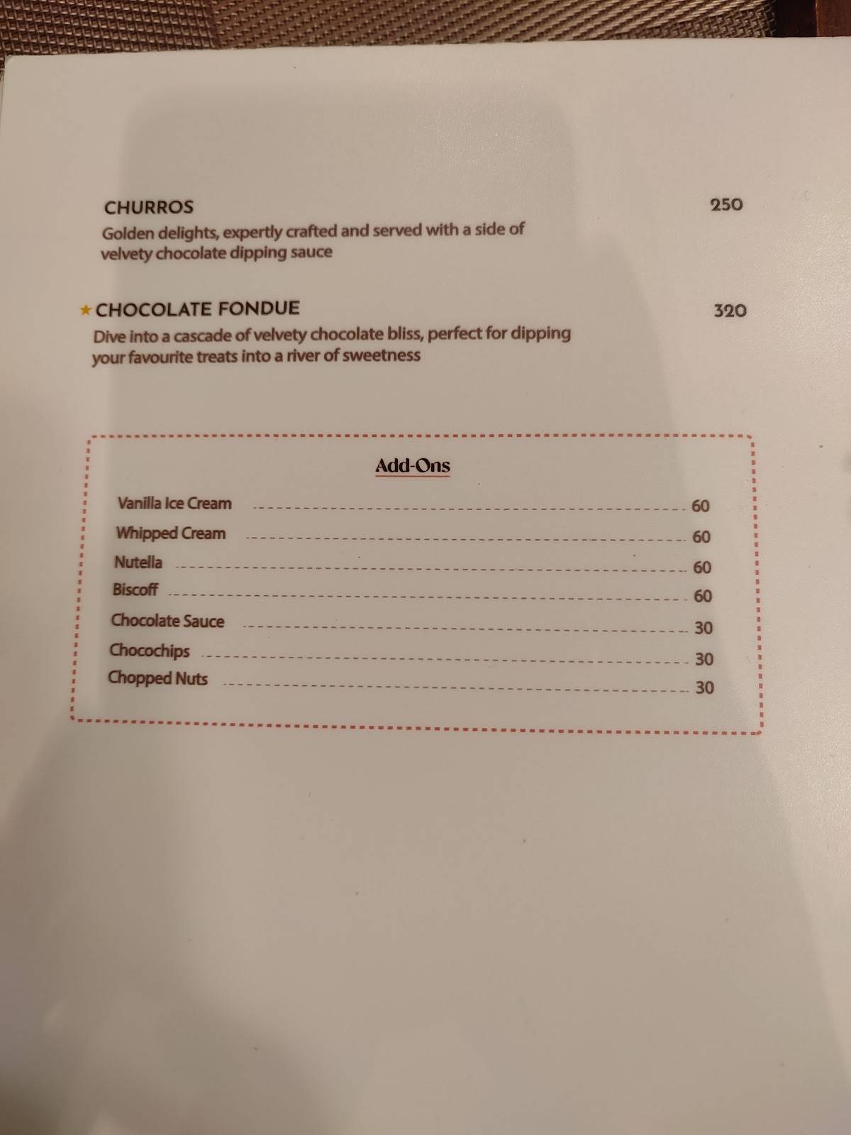The Heritage Trail Cafe - Sweet Sensations menu