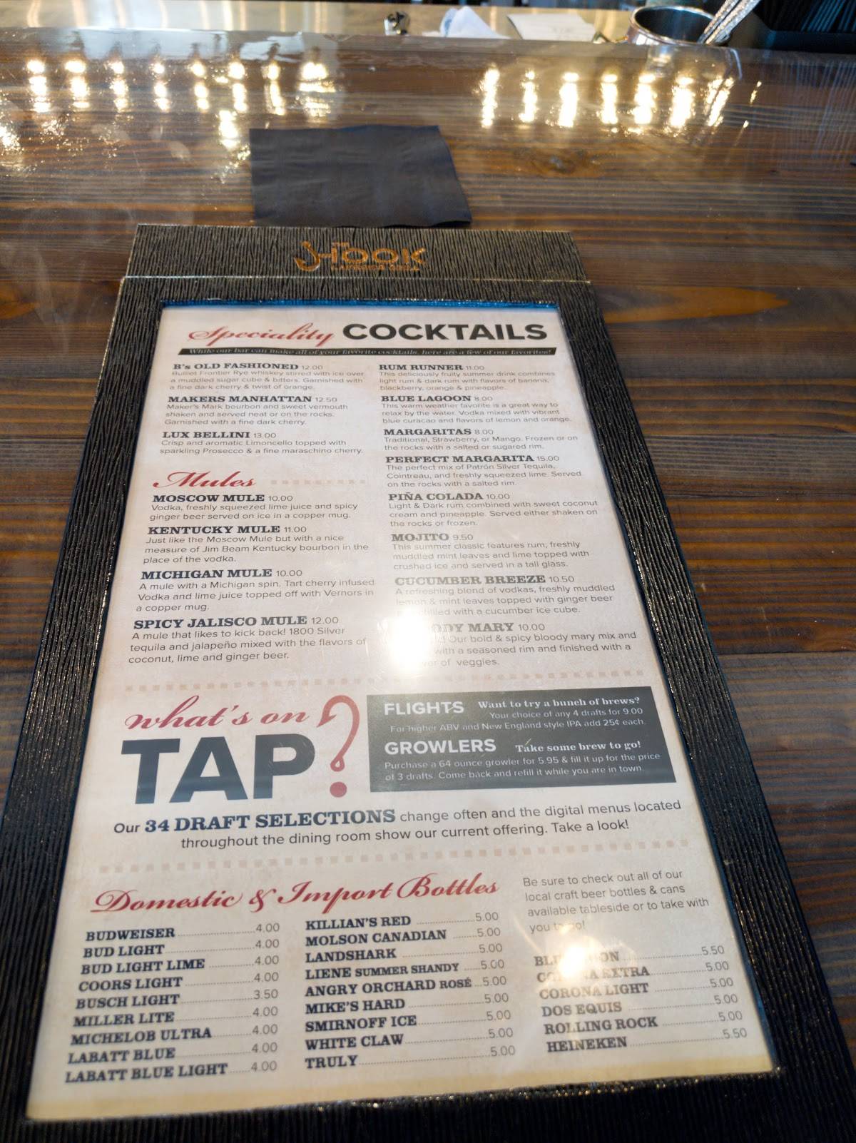 Menu at The Hook Lakeside Grill pub & bar, Mackinaw City