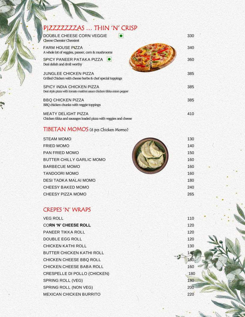 The Kaffeine Klub menu