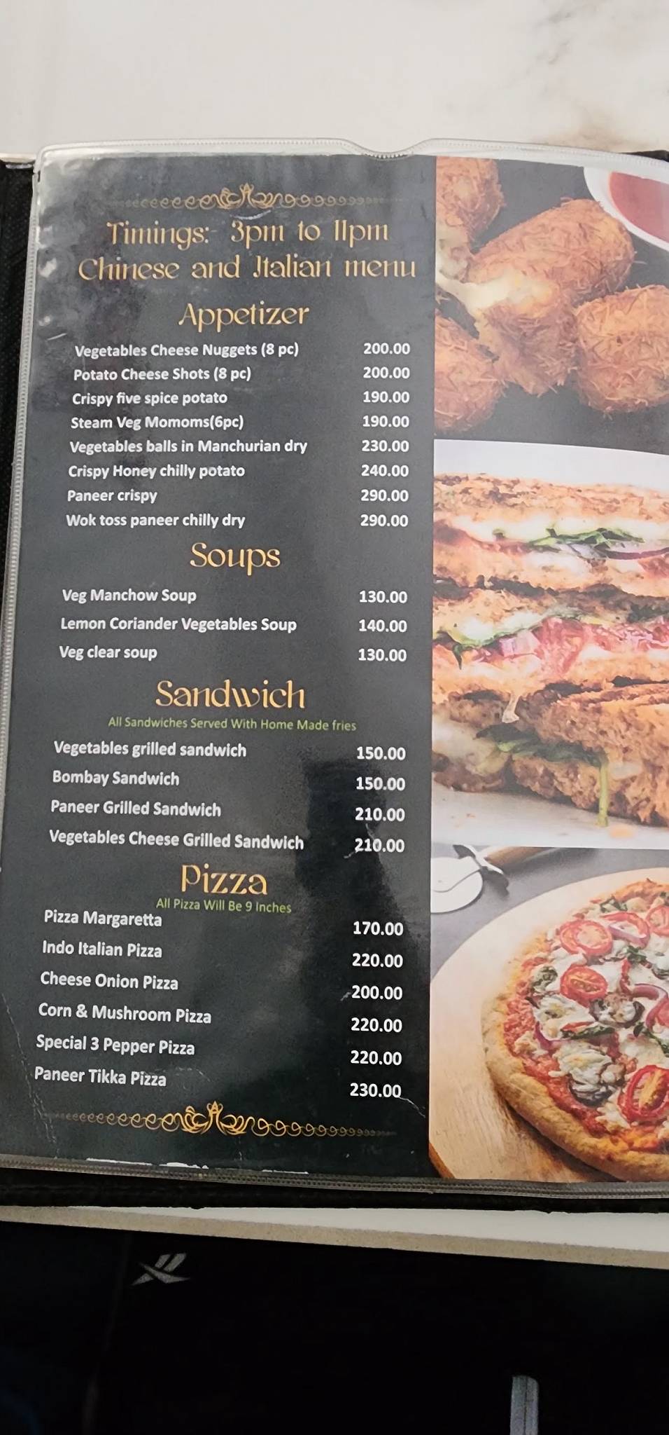 The Kailasa Restaurant menu
