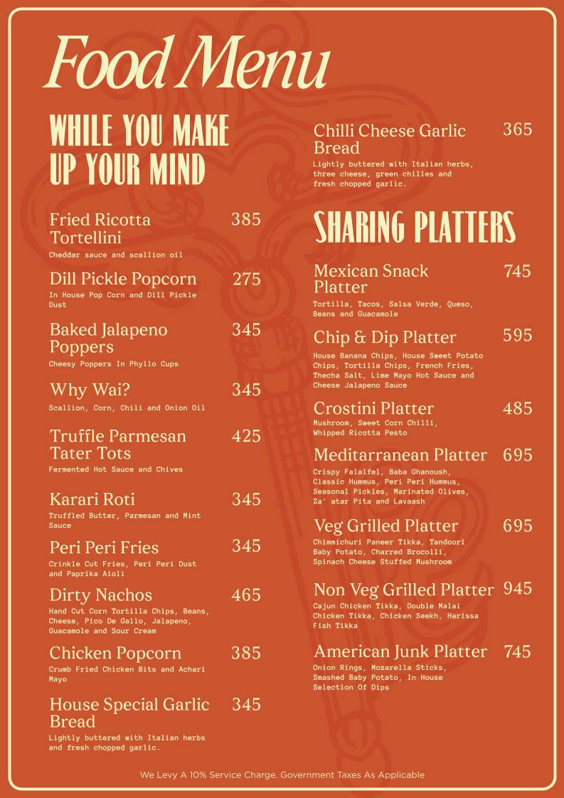 The Little Easy menu