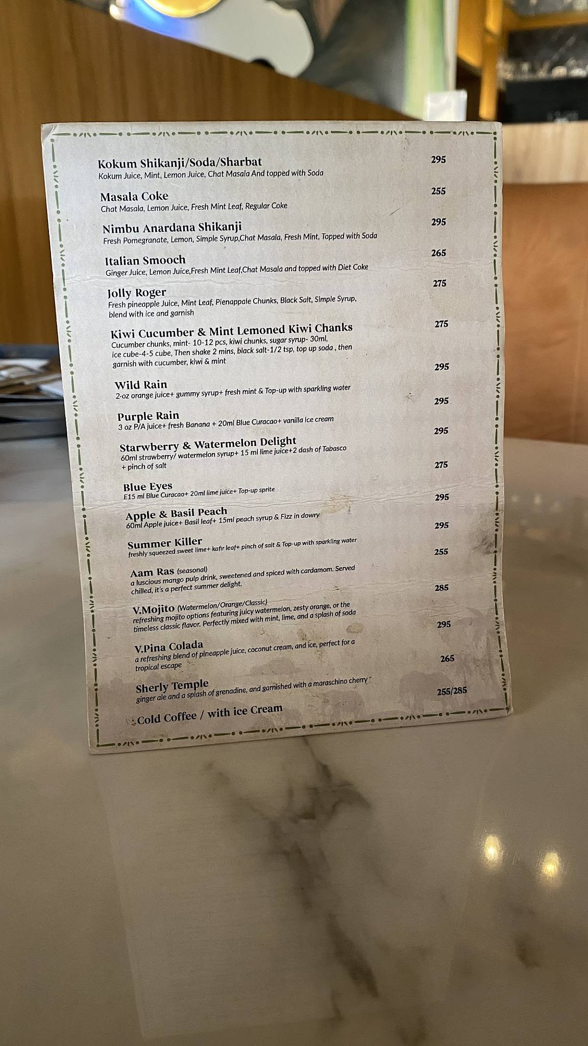 The Malabar Coast By The Appumm house menu