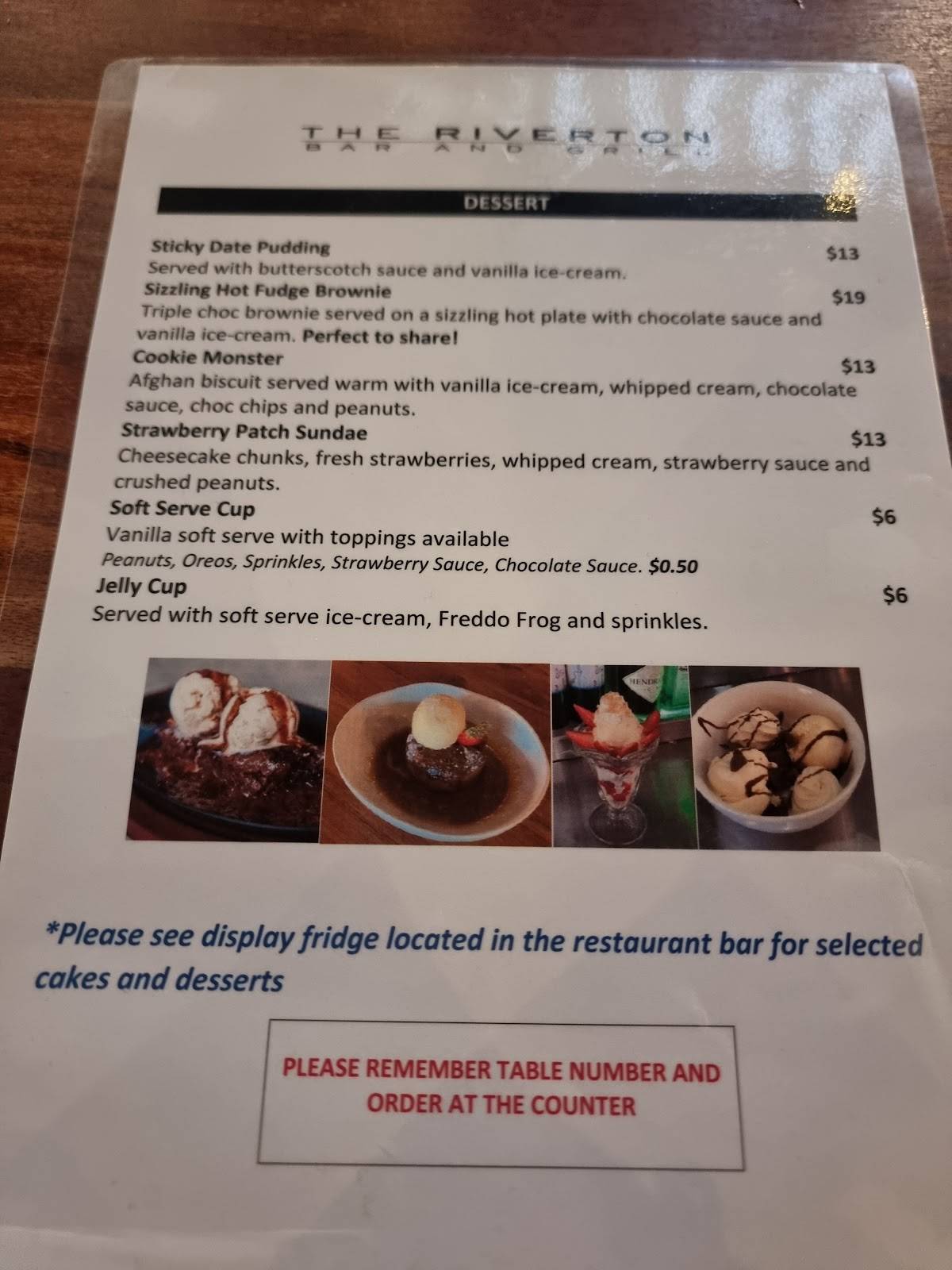 Menu at The Riverton Bar and Grill, Riverton