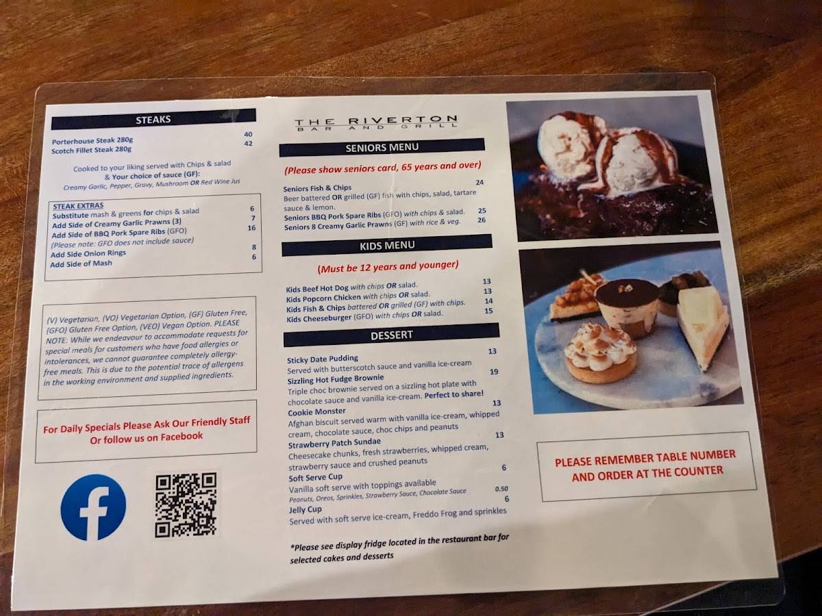 Menu at The Riverton Bar and Grill, Riverton
