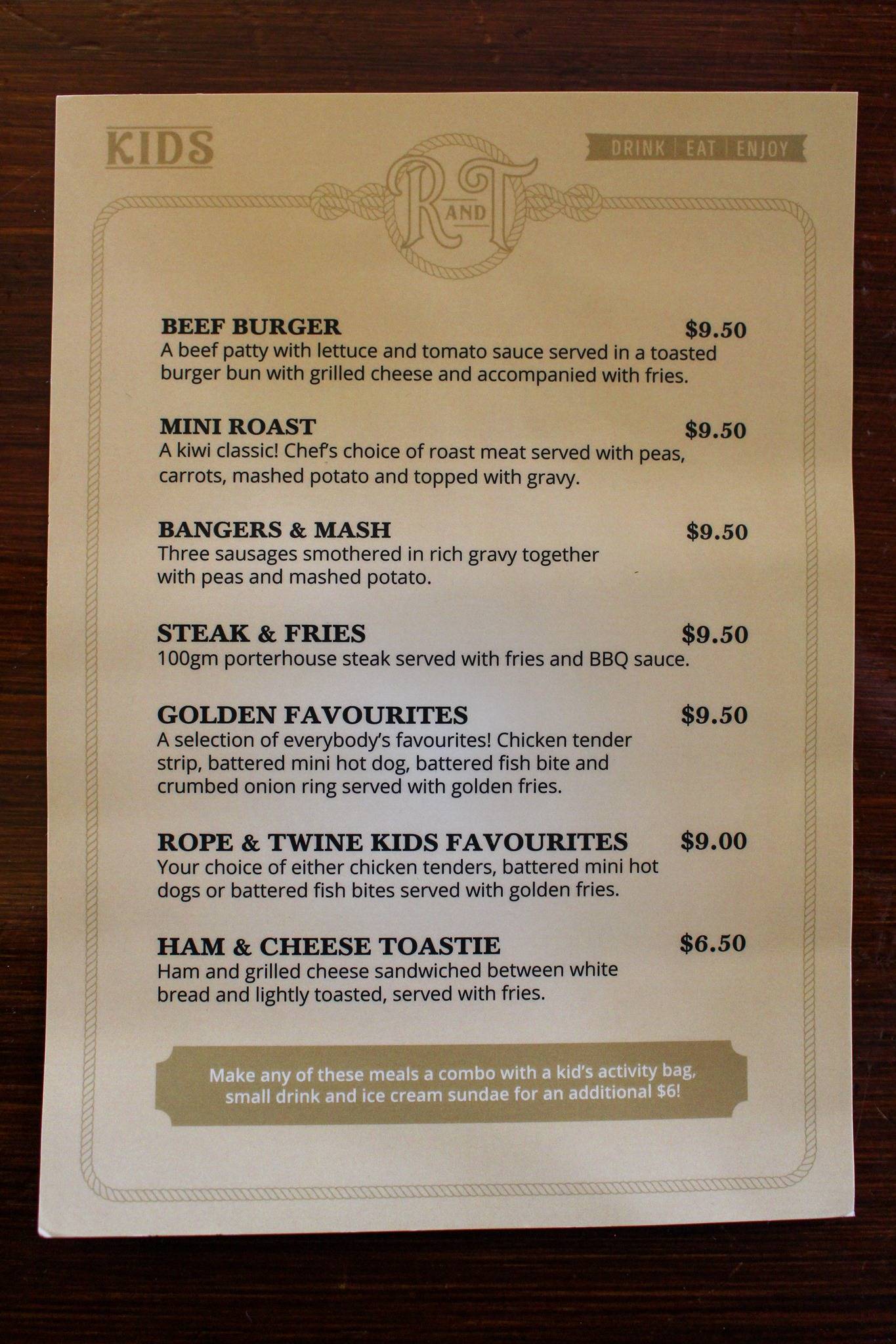 Menu at The Rope and Twine pub & bar, Dunedin