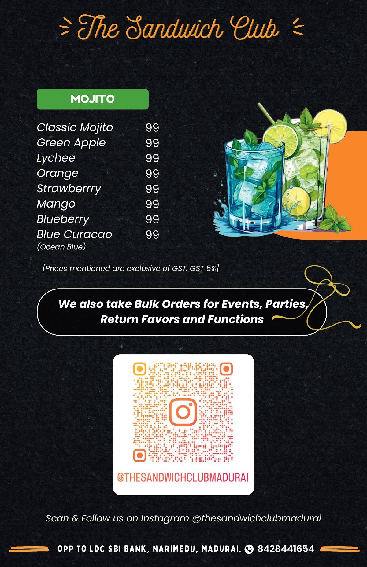 The Sandwich Club Sandwiches, Burgers, Momos, Wraps, Brownies, Pasta and Pizza menu