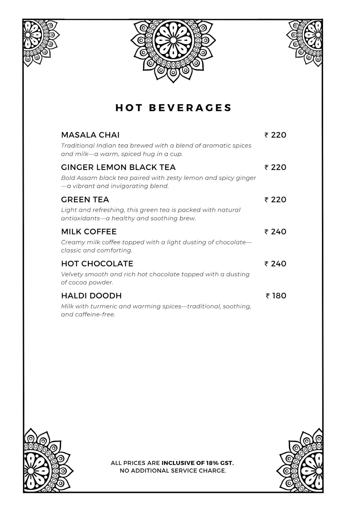 The Sitting Elephant - A Rooftop Restaurant Overlooking River Ganga menu