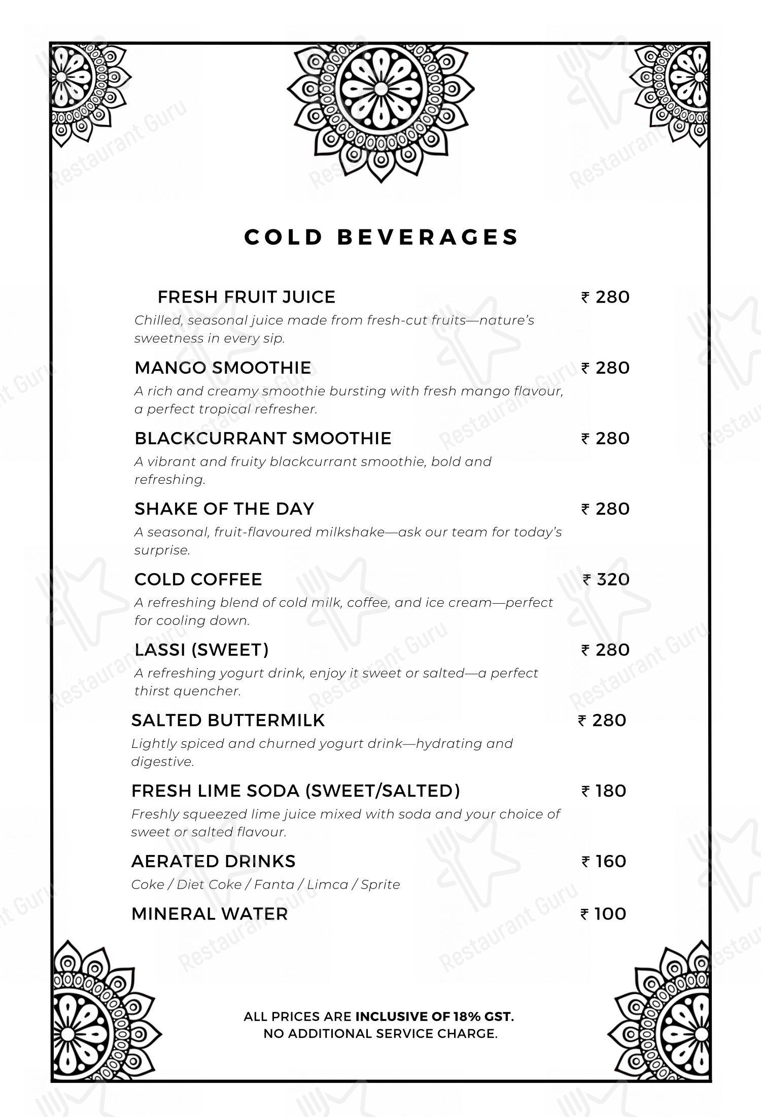 The Sitting Elephant - A Rooftop Restaurant Overlooking River Ganga in Rishikesh - Menu