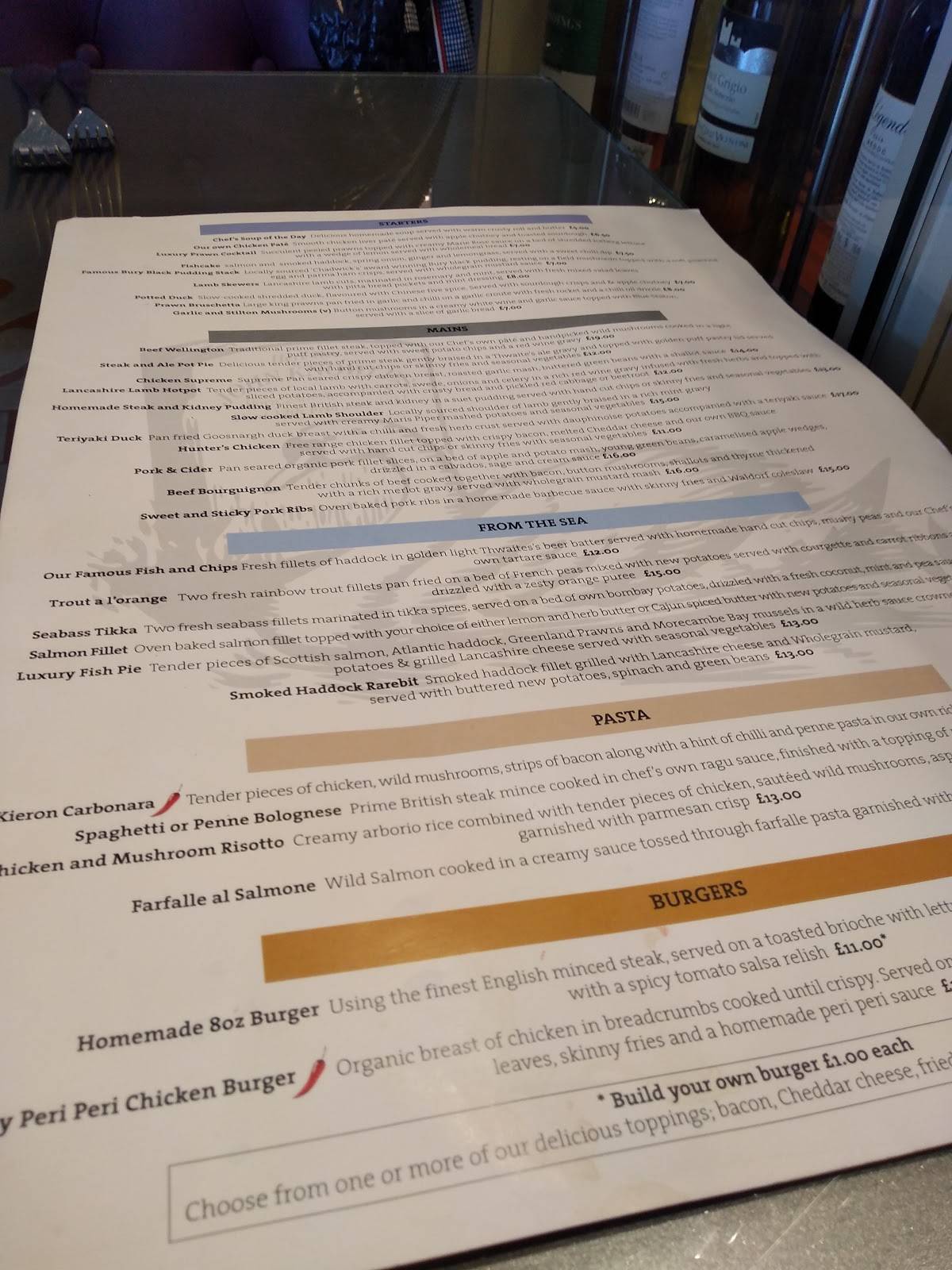 Menu at The Swan & Cemetery pub & bar, Bury, 406 Manchester Rd