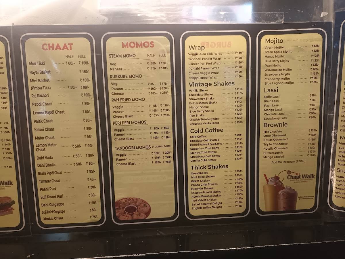 The chaat walk menu