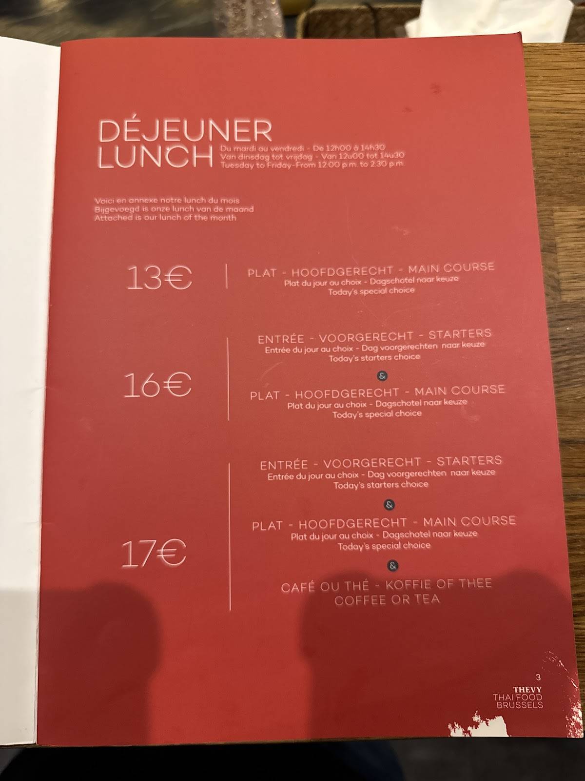 Menu de Thevy