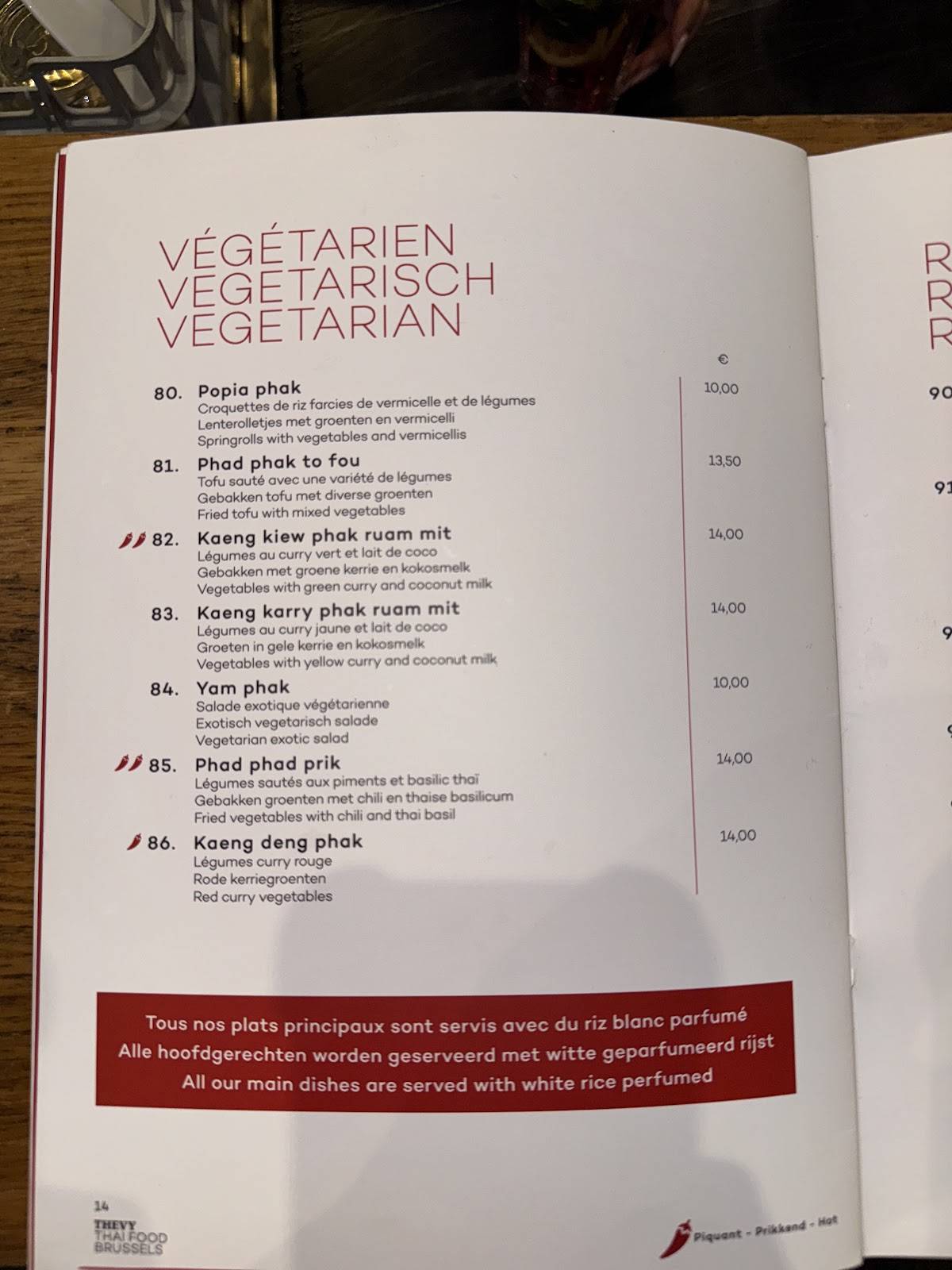 Menu de Thevy