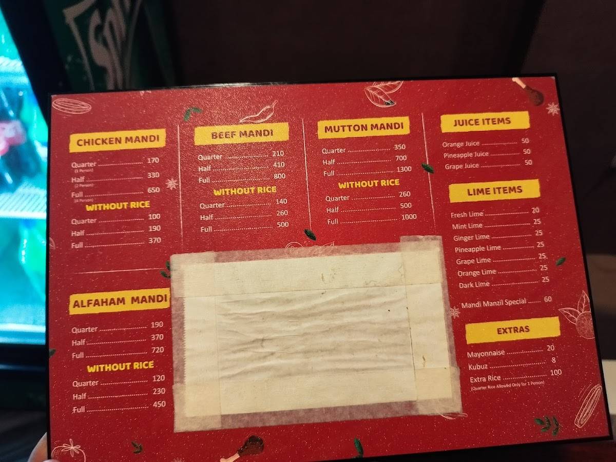 Menu At Mandi Manzil Kazhakkoottam