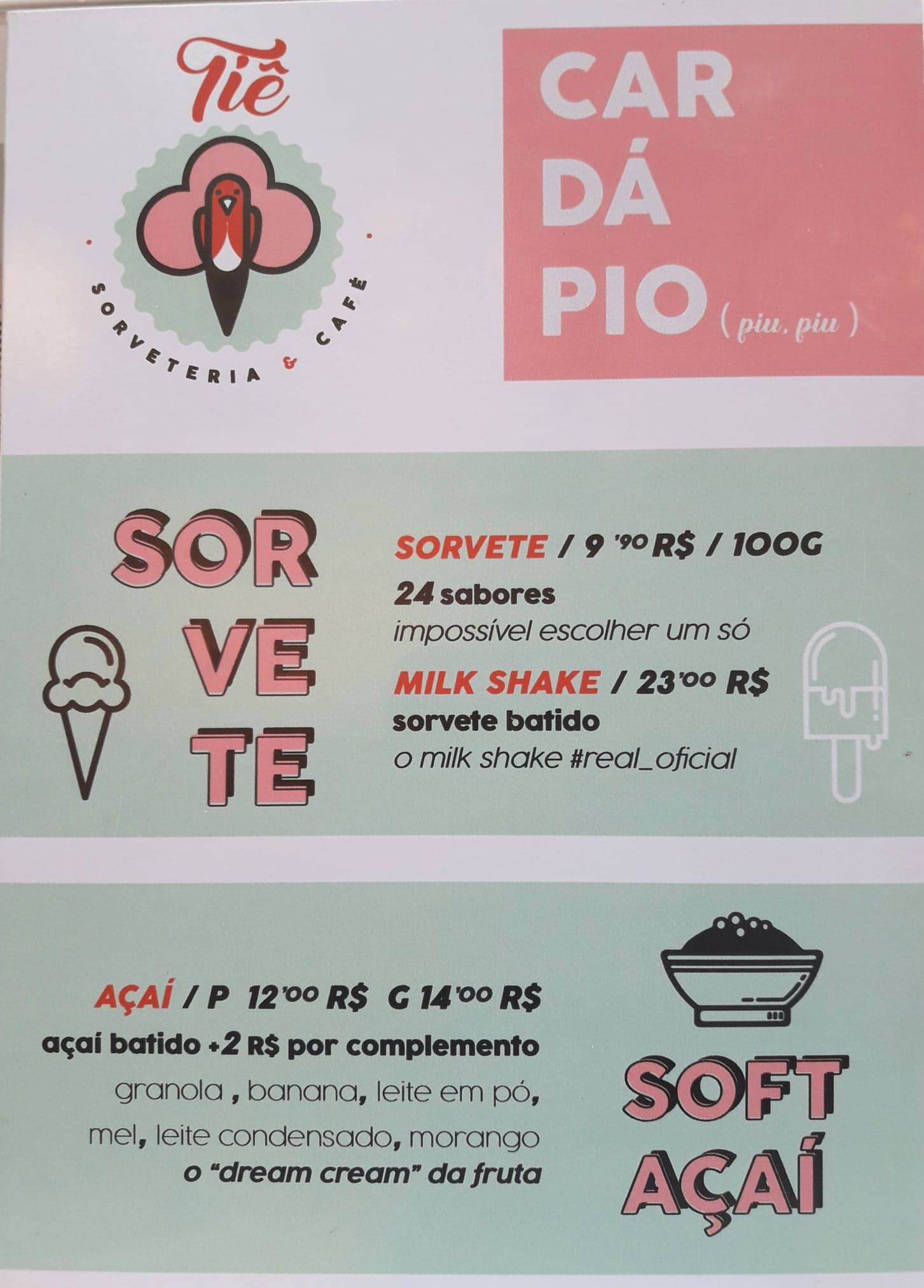 Tiê - Sorveteria & Café cardápio