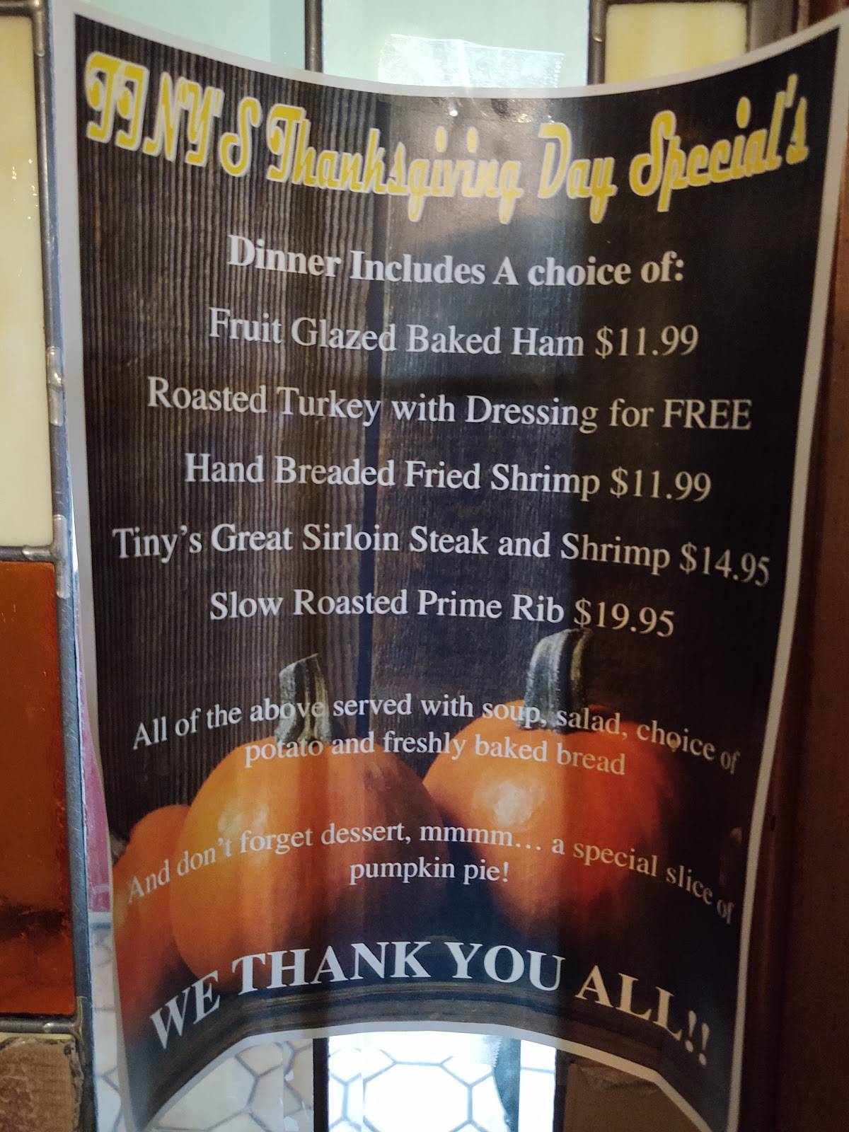 Menu at Tiny's Family Restaurant And lounge, Payson