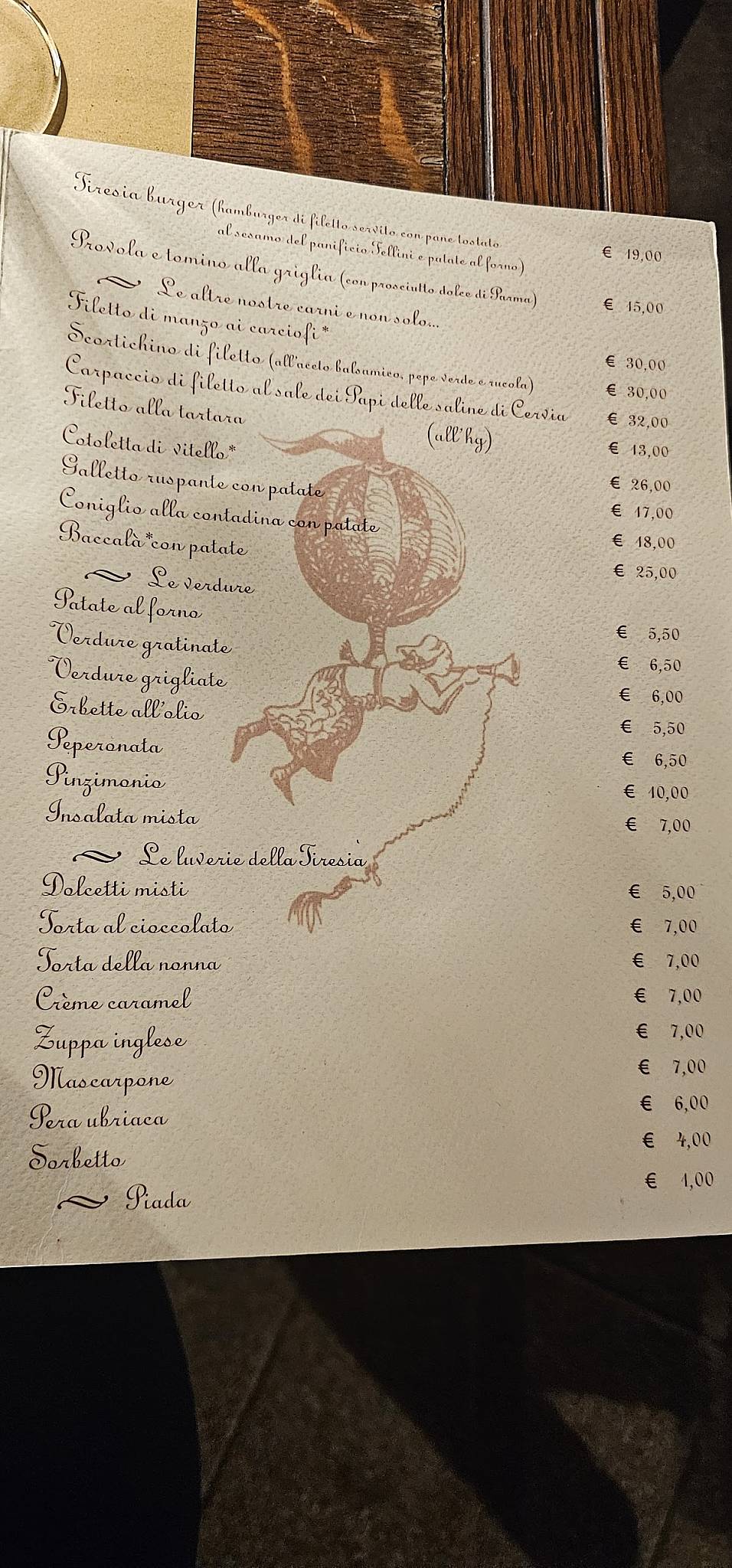 Menu di Osteria Tiresia - Ristorante di Carne e Specialità Romagnole a Rimini 