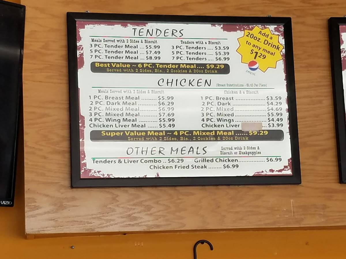 Menu at Todds Golden Fried Chicken restaurant, Marion