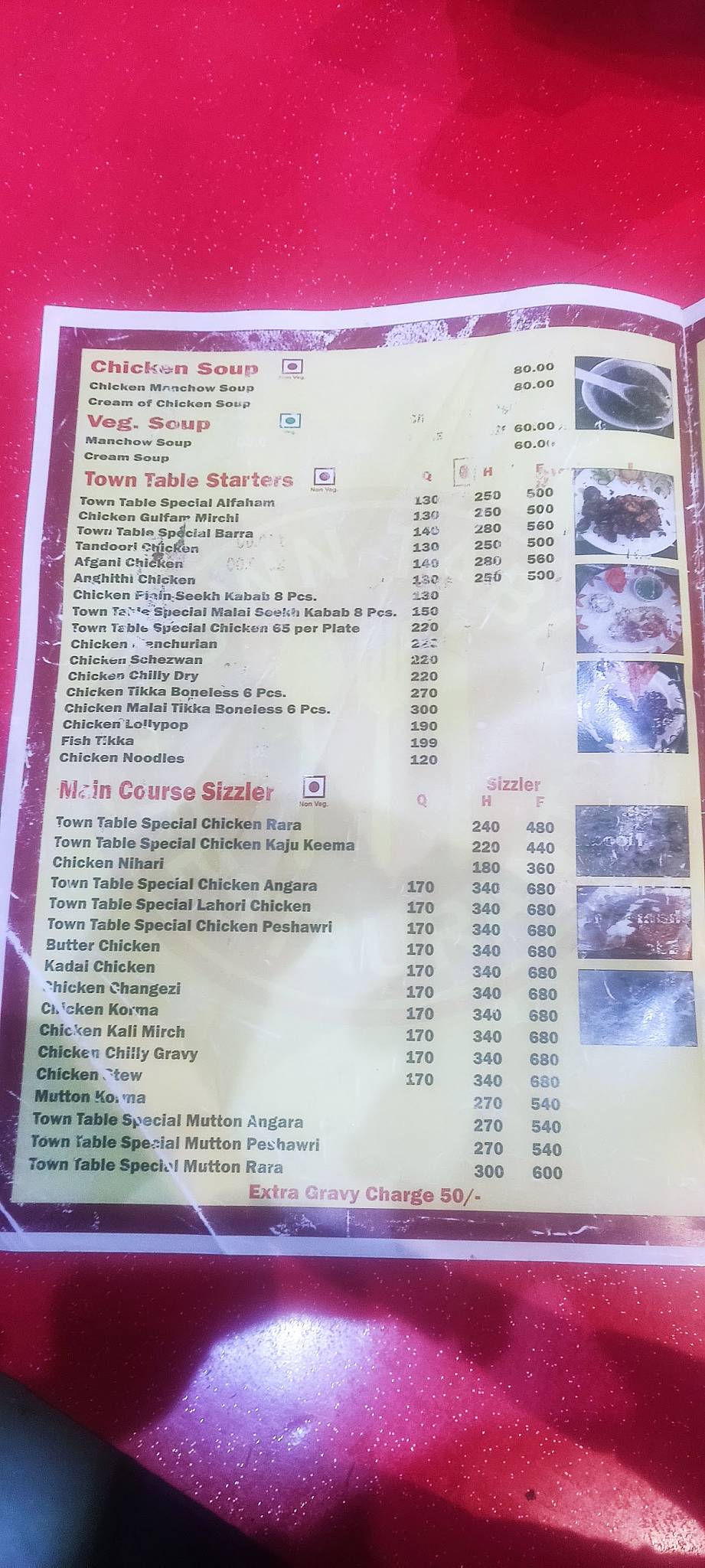 Town Table menu