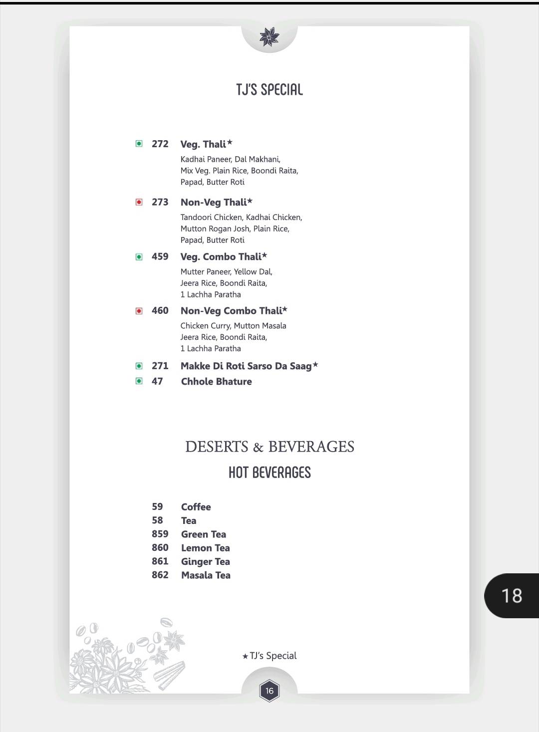 Traffic Jam Food Junction Restaurant (TJ) menu