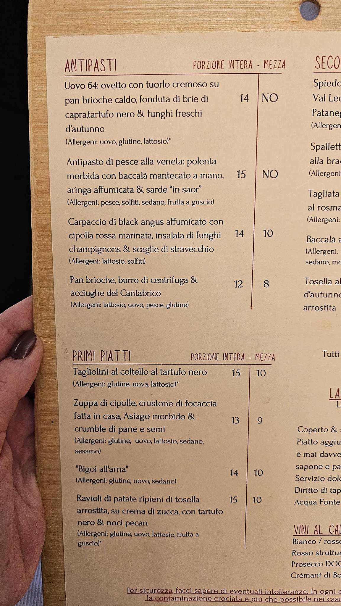 Menu di Trattoria Ai Celibi 