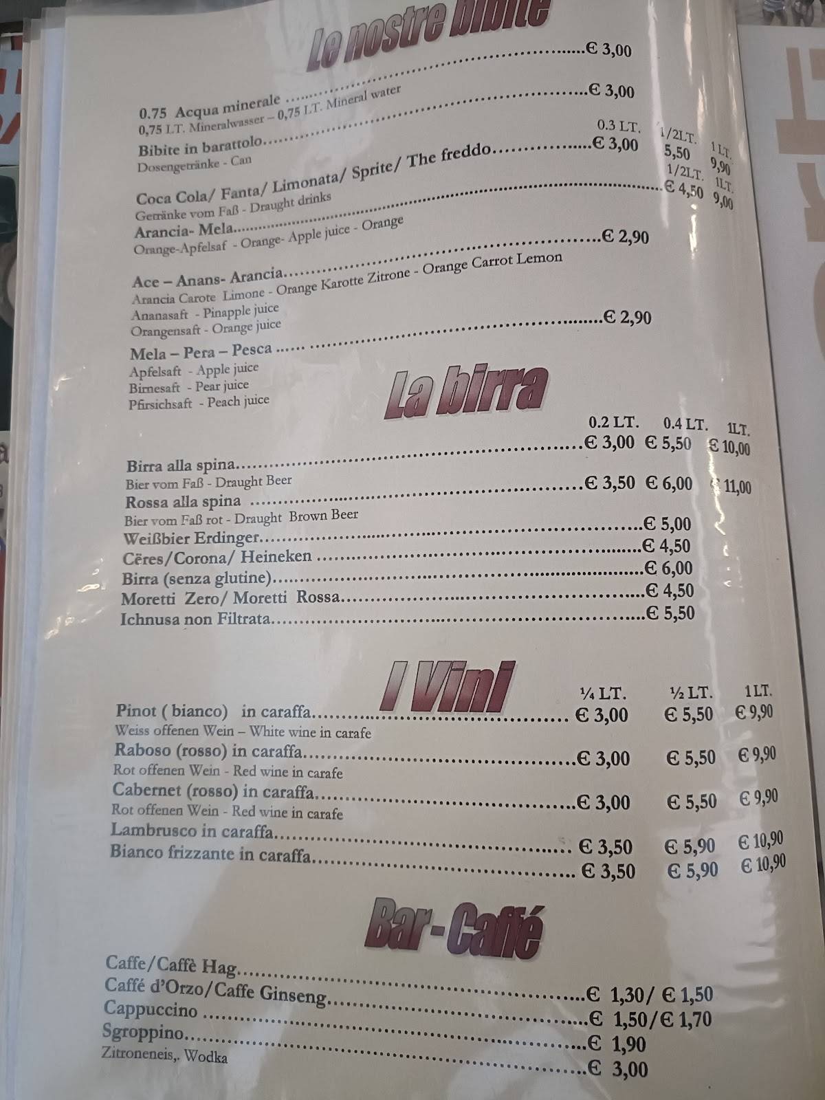 Menu di Trattoria Al Funghetto 