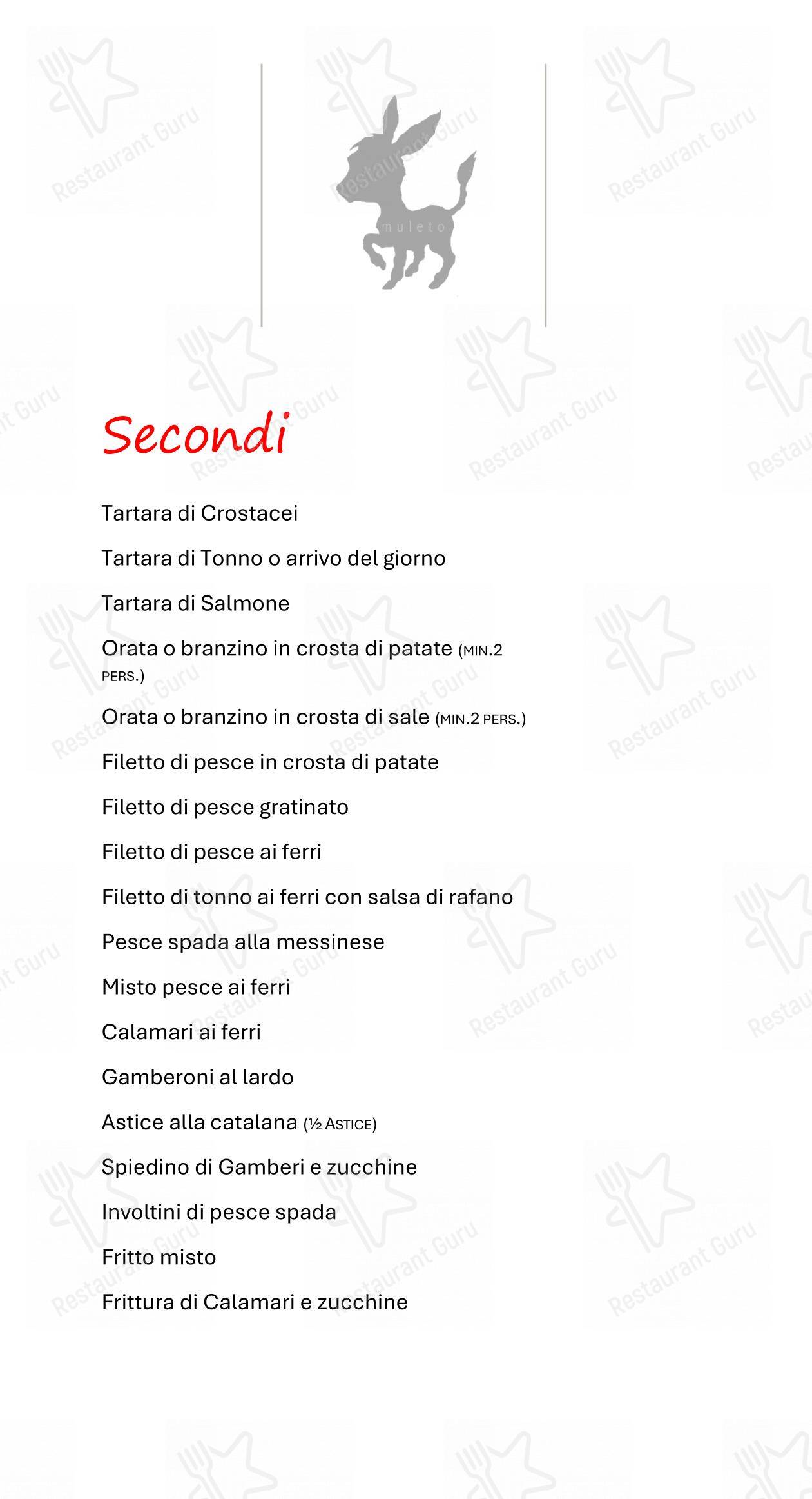 Trattoria Al Muleto in Milano - Menu
