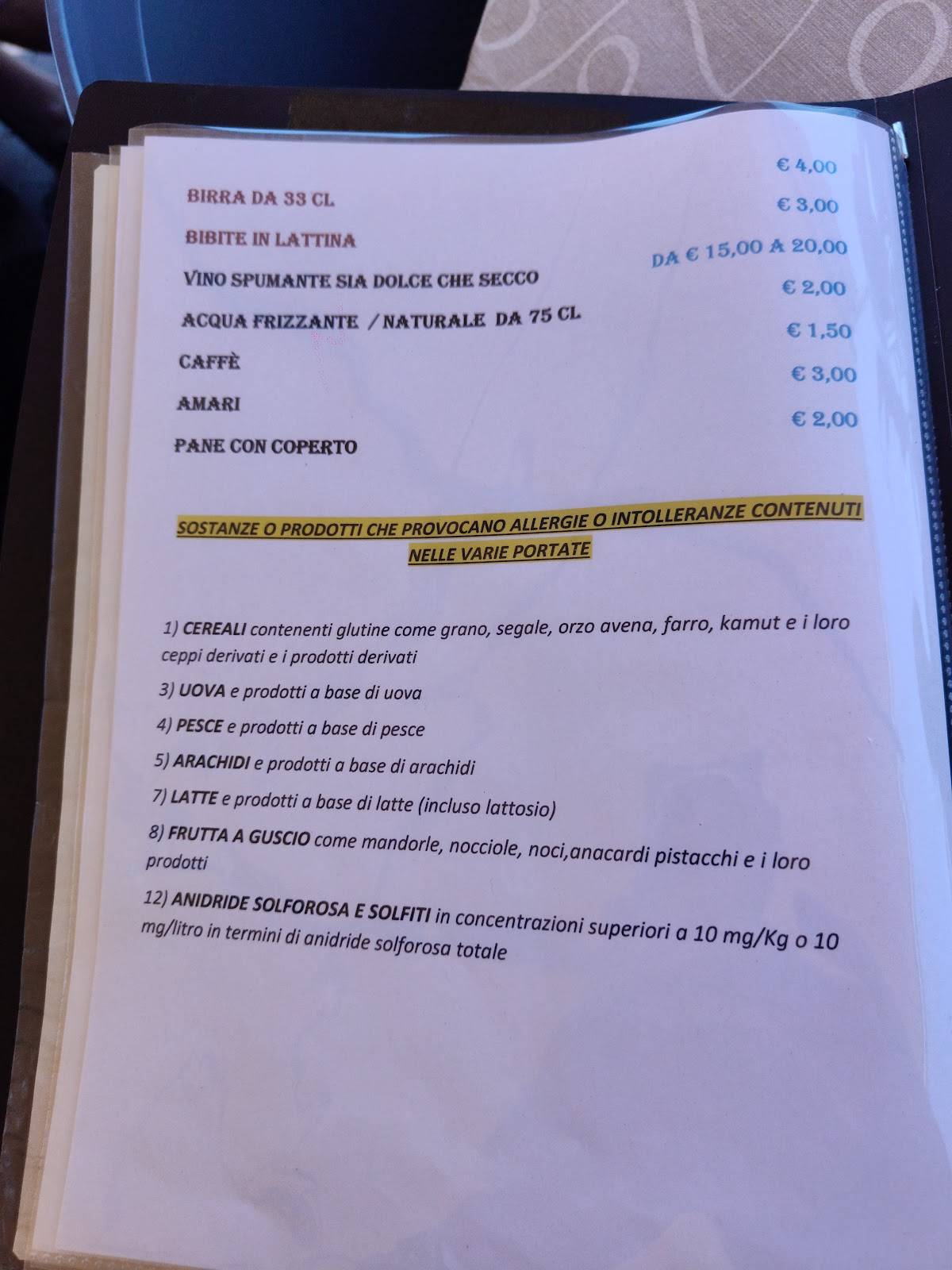 Menu di Trattoria Al Serraglio 