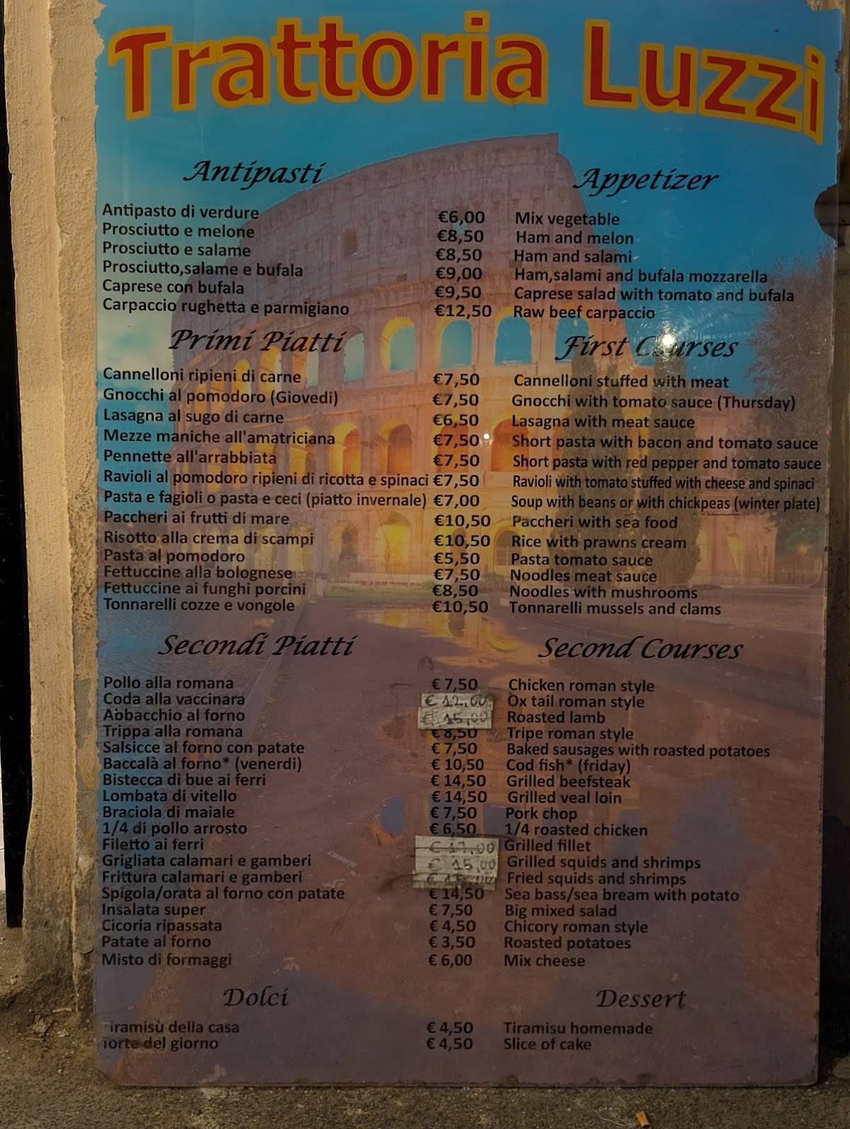 Menu di Trattoria Luzzi 
