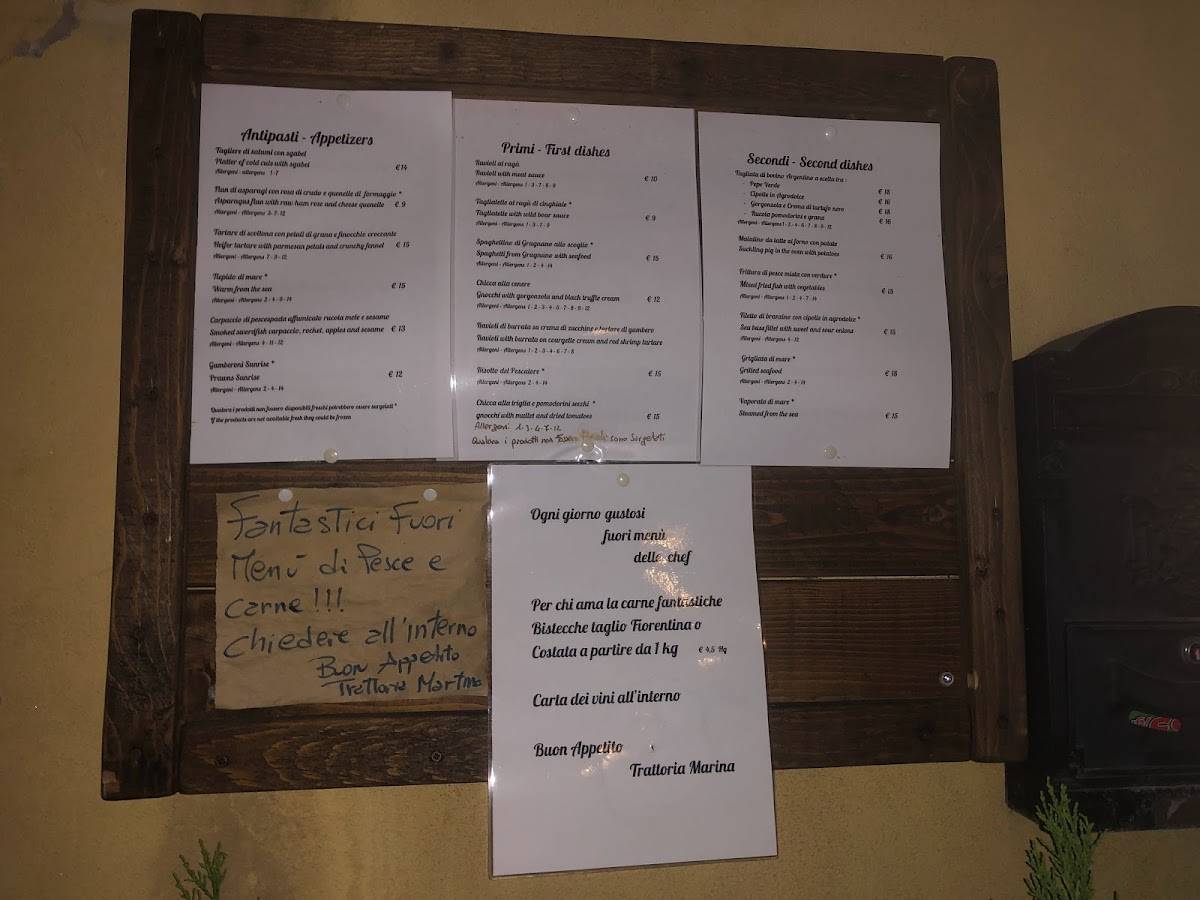 Menu de Trattoria Martina