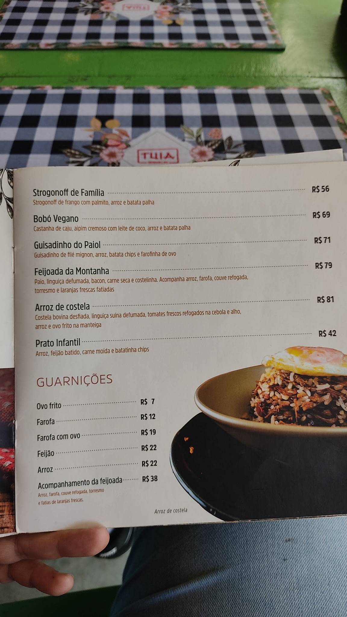 Tuia - Gastronomia e Arte cardápio
