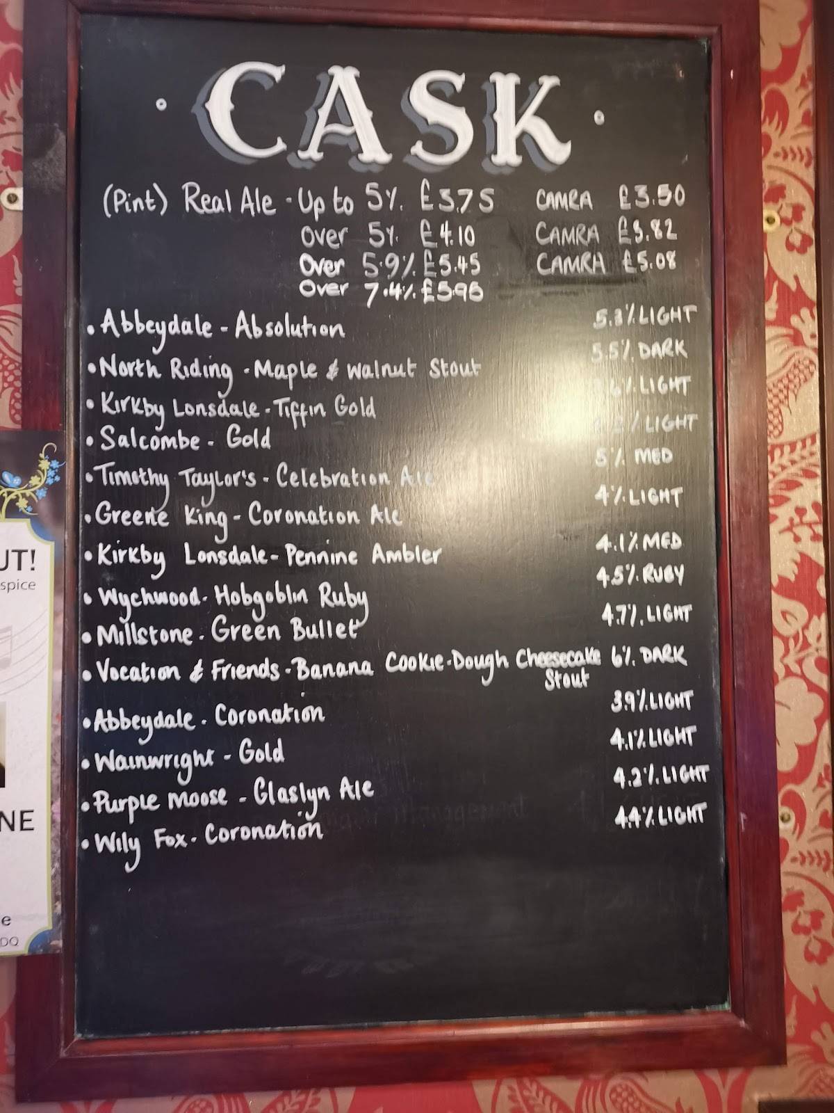 Menu at Turks Head pub & bar, St Helens