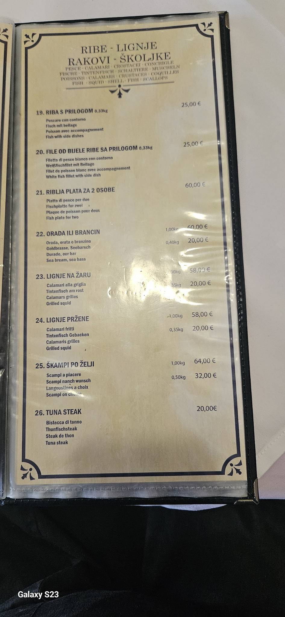 Menu di U.O Aenona 