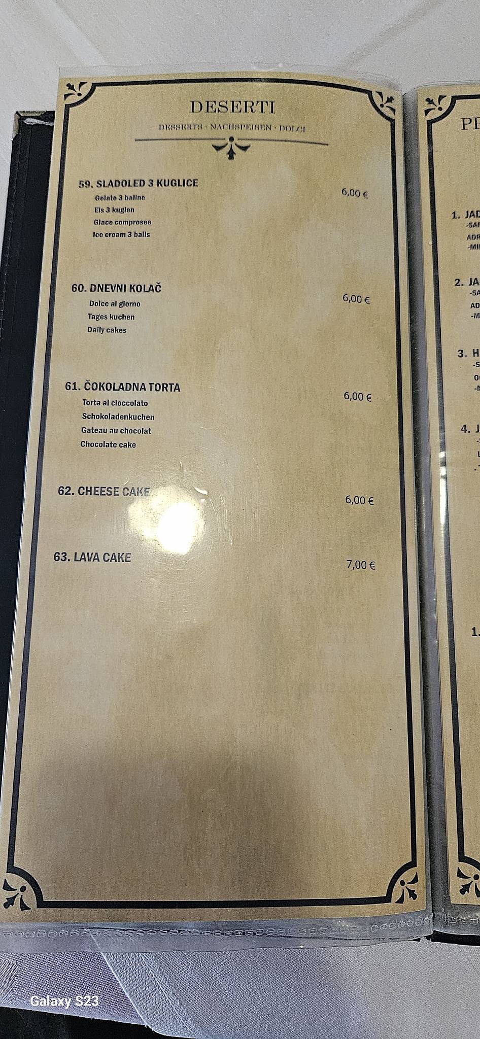 Menu di U.O Aenona 