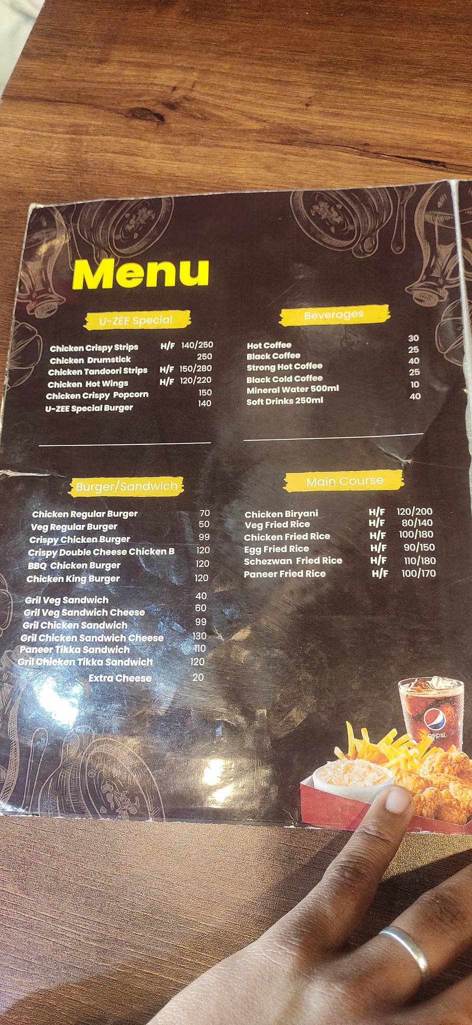 U Zee cafe menu