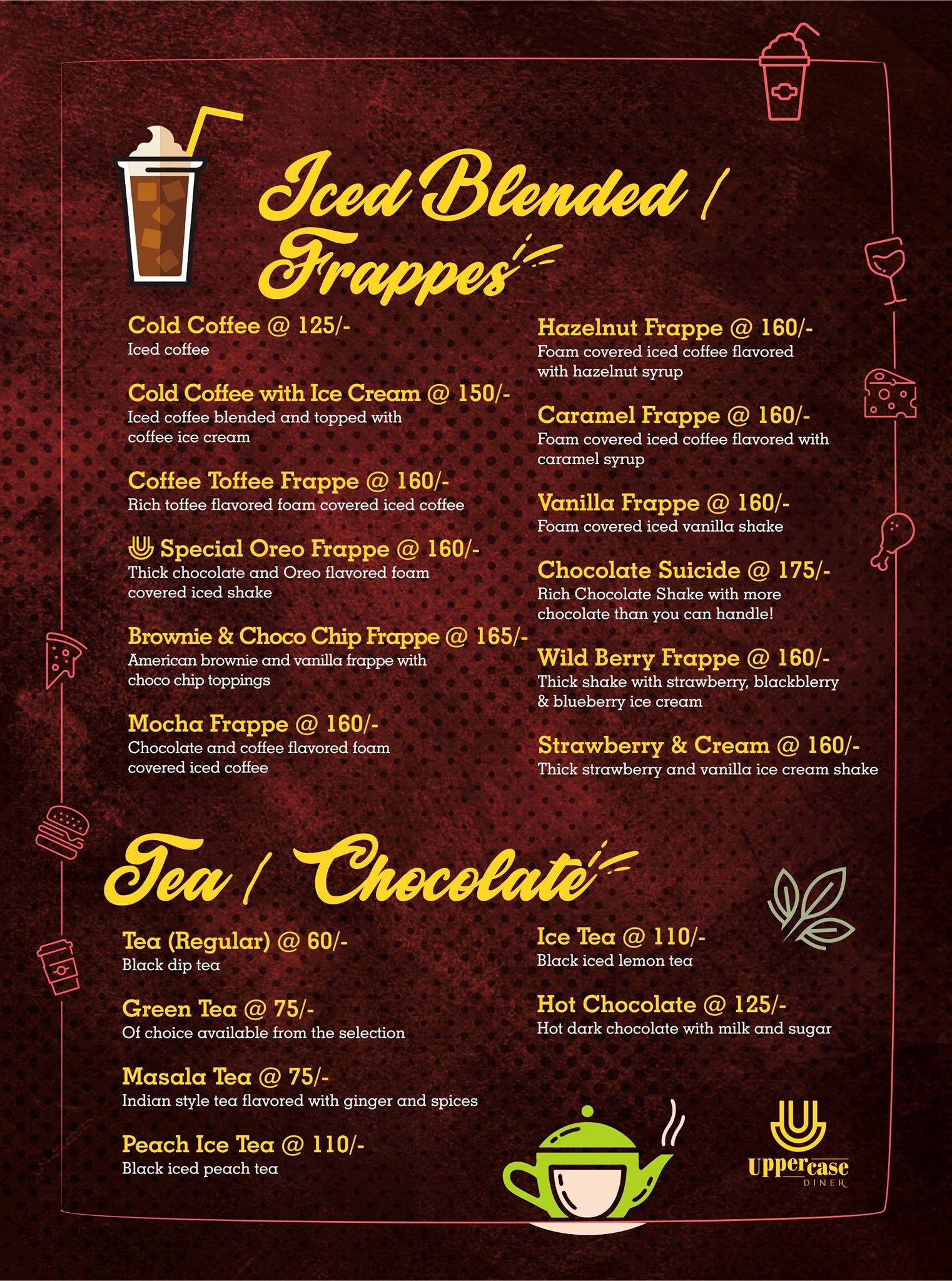 UPPERCASE Diner menu