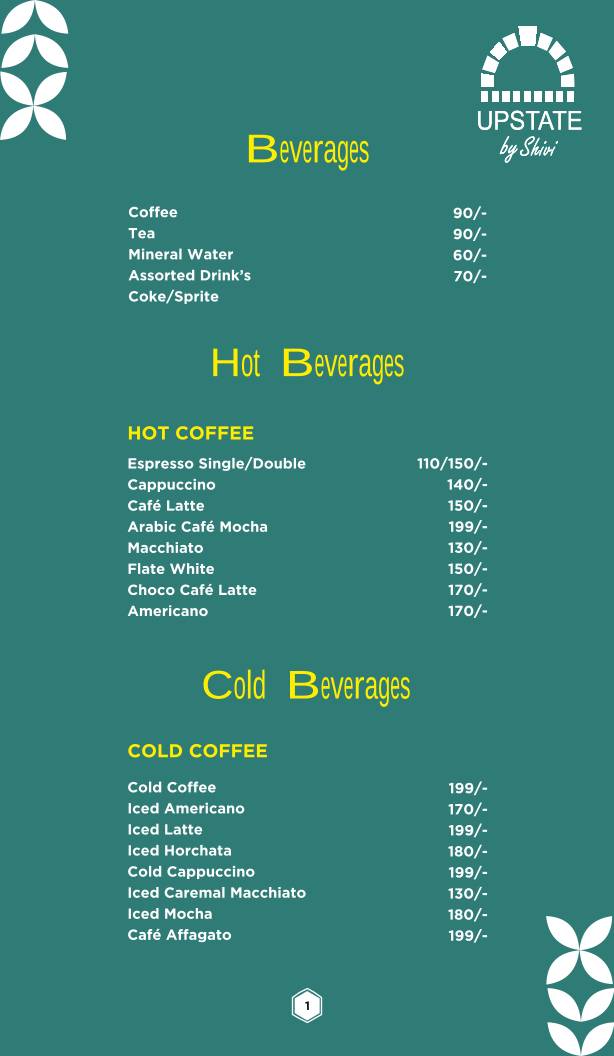 UPSTATE BY SHIVI menu