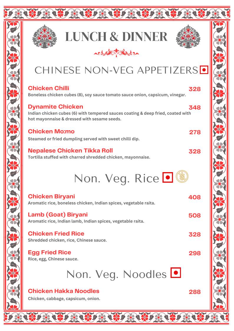 Kitchens of Mewar Restaurant menu