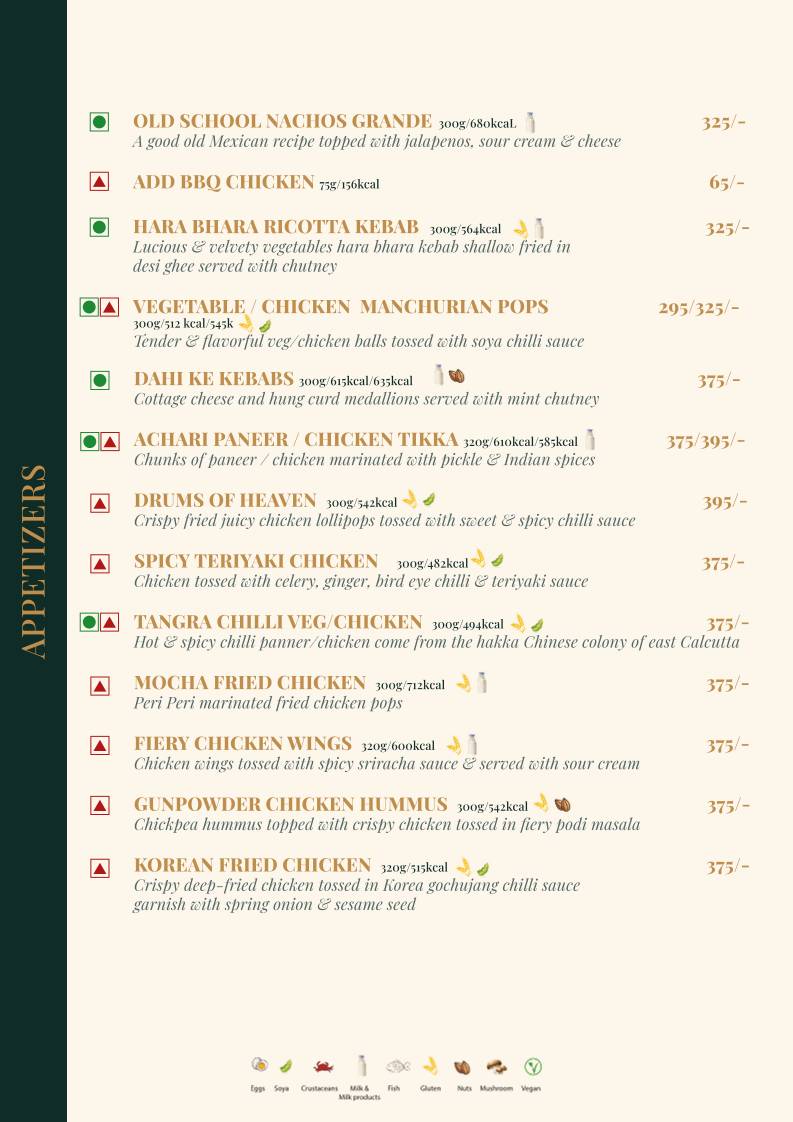 Mocha Udaipur menu