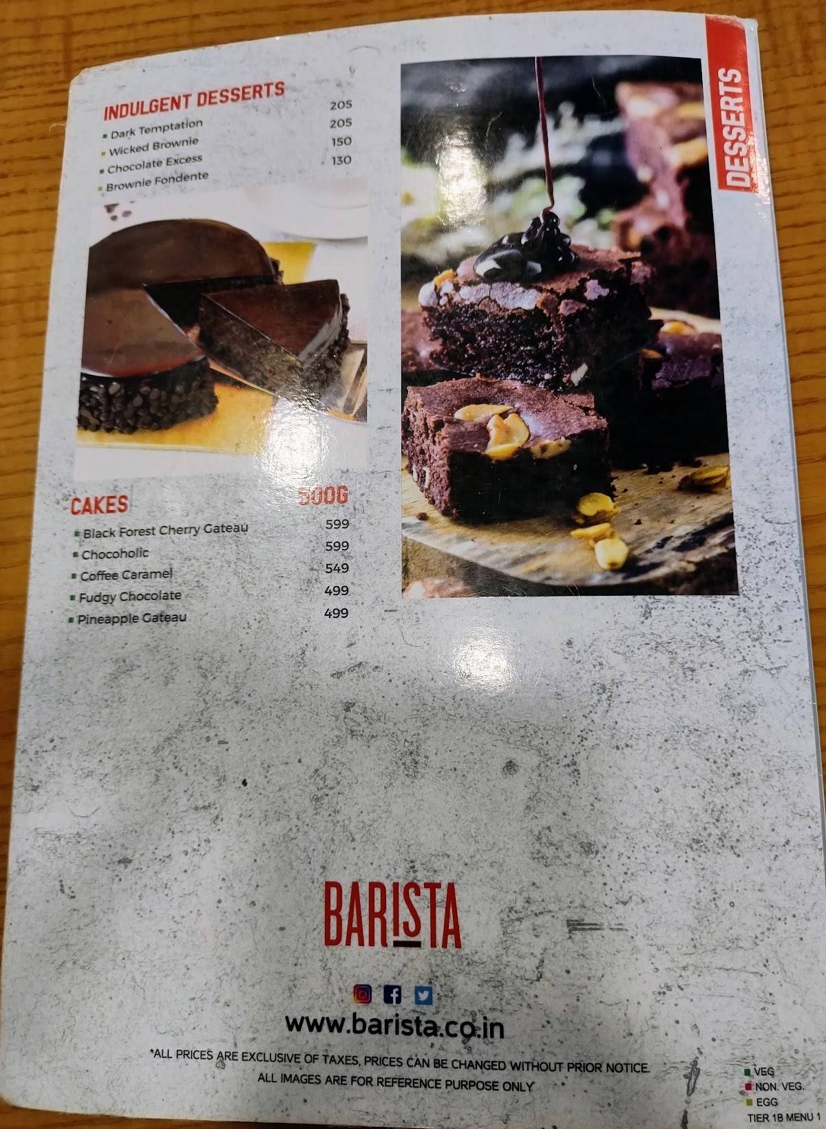 Barista menu