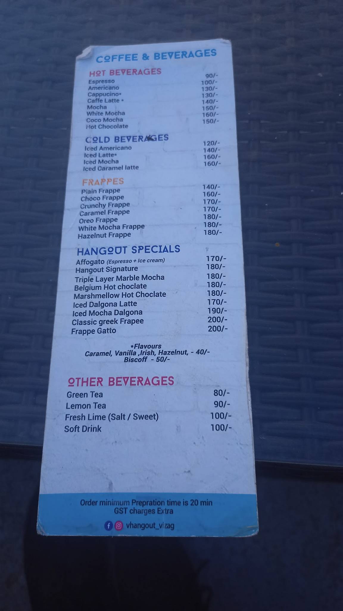 V Hangout Resto Cafe menu