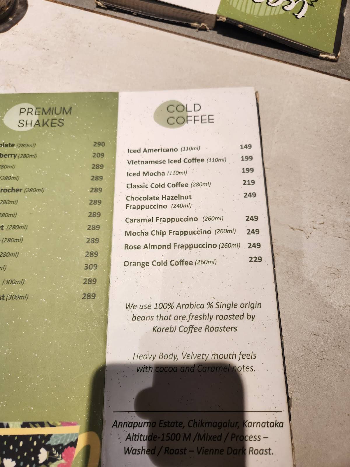 VARIETEA VADODARA menu