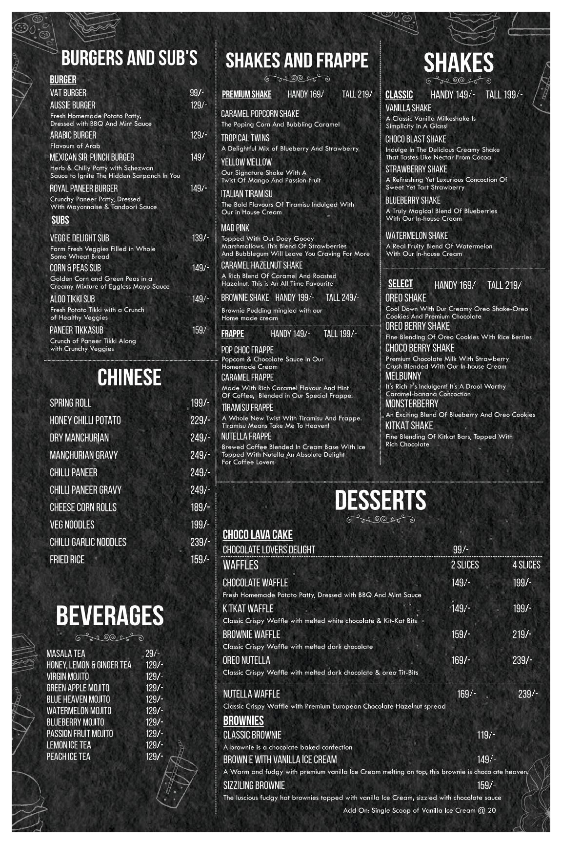 VEDA Coffee & Eatery menu