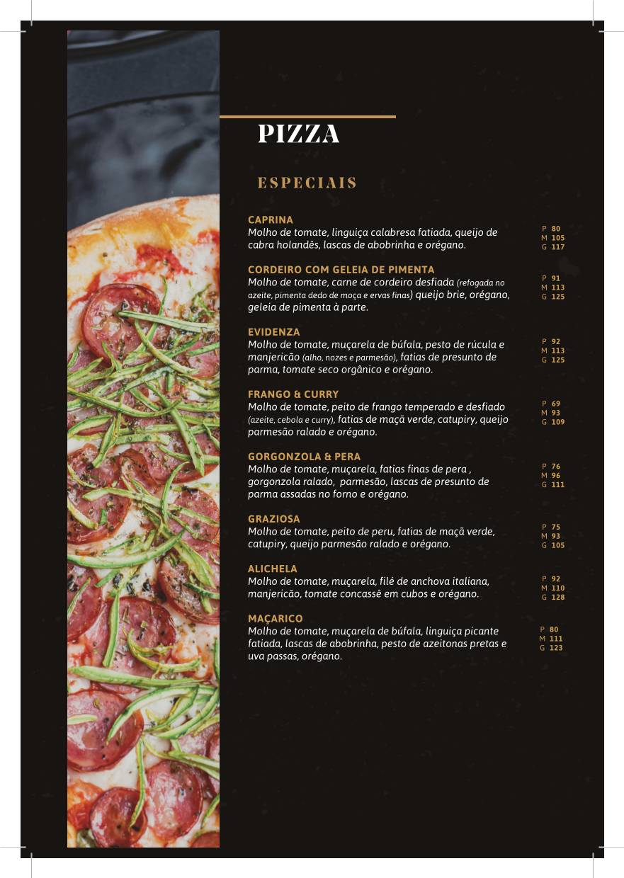 Valentina Pizzaria Asa Sul cardápio