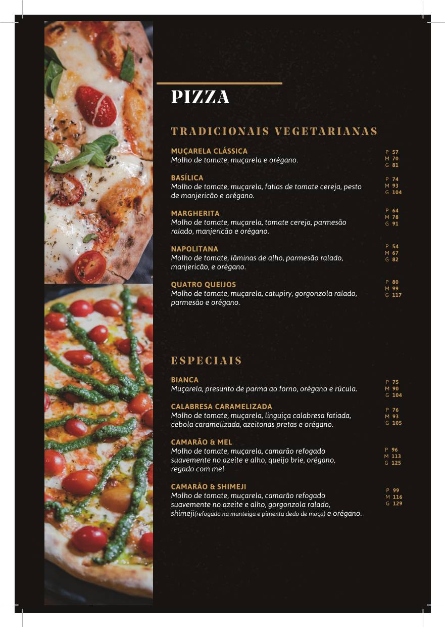 Valentina Pizzaria Asa Sul cardápio
